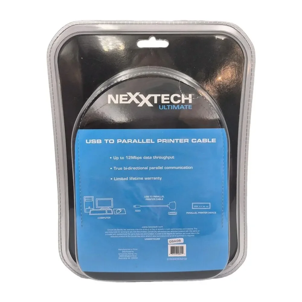 NEXXTECH Ultimate USB to Parallel Printer Cable NEW Sealed